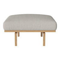Light gray upholstered cushion with a smooth fabric texture, paired with natural wood legs.