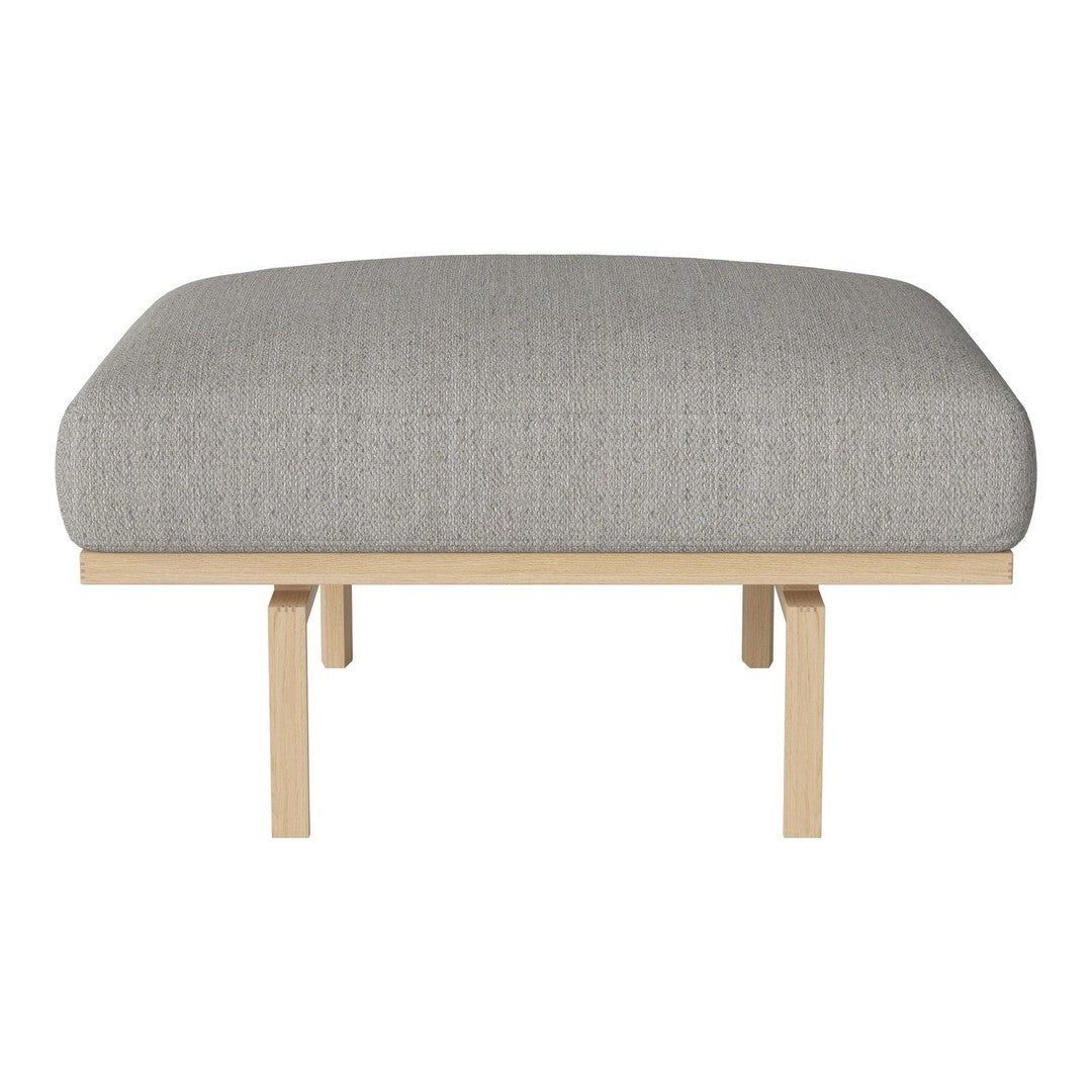 Light gray upholstered cushion on a wooden frame, showcasing a subtle textured pattern. Perfect for modern decor.