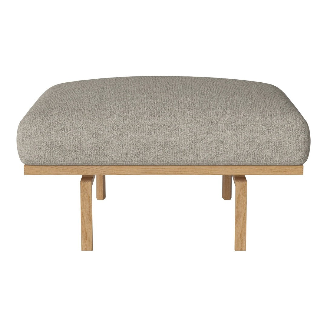 Light gray upholstered cushion on a wooden frame, featuring a smooth, minimalistic design. Perfect for modern decor.