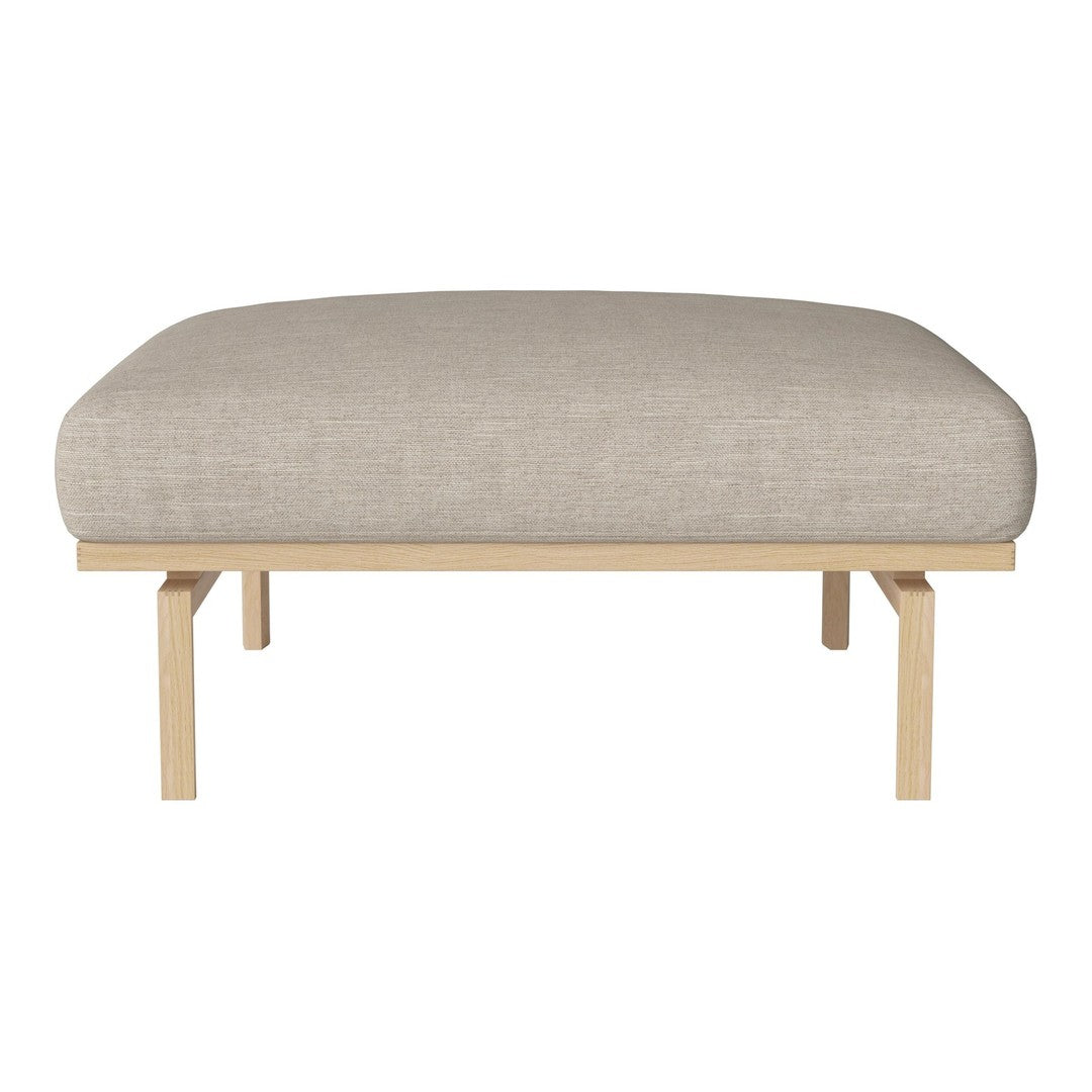 Beige upholstered cushion on a light wood frame, showcasing a smooth, minimalist design. Perfect for modern decor.
