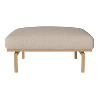 Beige textured upholstery on a minimalist wooden frame, showcasing a soft, neutral color palette.