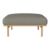Gray upholstered cushion with a smooth, minimalist design on a natural wood frame. Perfect for modern decor.