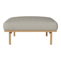 Light gray upholstered cushion on a wooden base, featuring a smooth, minimalist design. Perfect for modern decor.