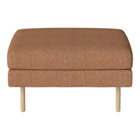 Brown textured ottoman with a subtle speckled pattern and light wooden legs. Perfect for modern and cozy interiors.