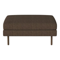Brown textured ottoman with a clean, modern design and sleek metal legs, ideal for contemporary interiors.