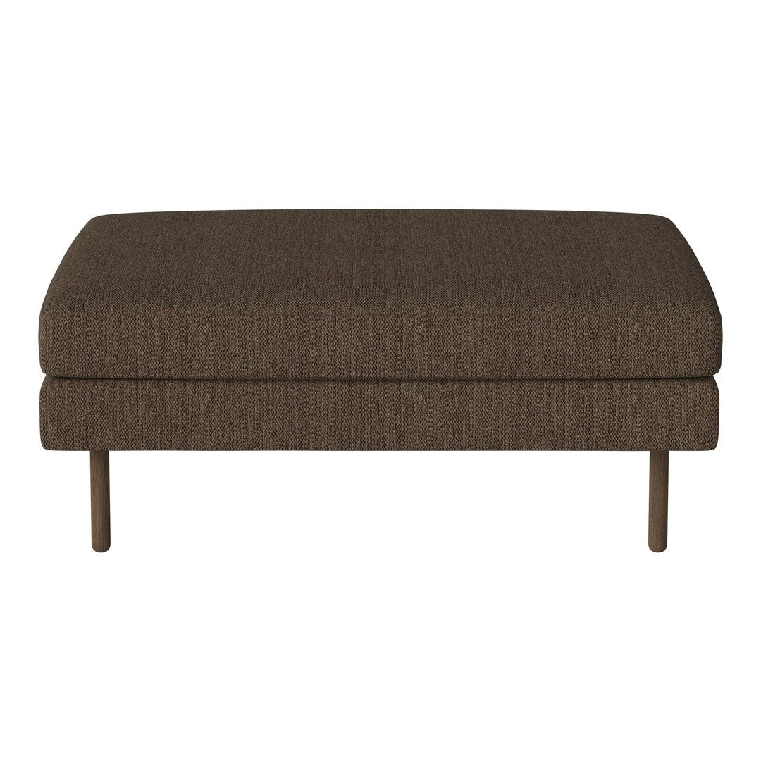 Brown textured ottoman with a clean, modern design and minimalist metal legs. Perfect for any contemporary space.