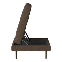 Brown upholstered sofa bed with textured fabric and modern, minimalist design. Ideal for stylish and functional spaces.