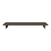 Brown minimalist wooden shelf with a smooth, simple design and clean lines, perfect for modern decor.