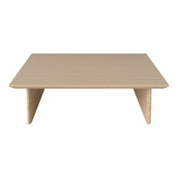 Light beige square coffee table with a minimalist design and smooth, flat surface. Perfect for modern decor.