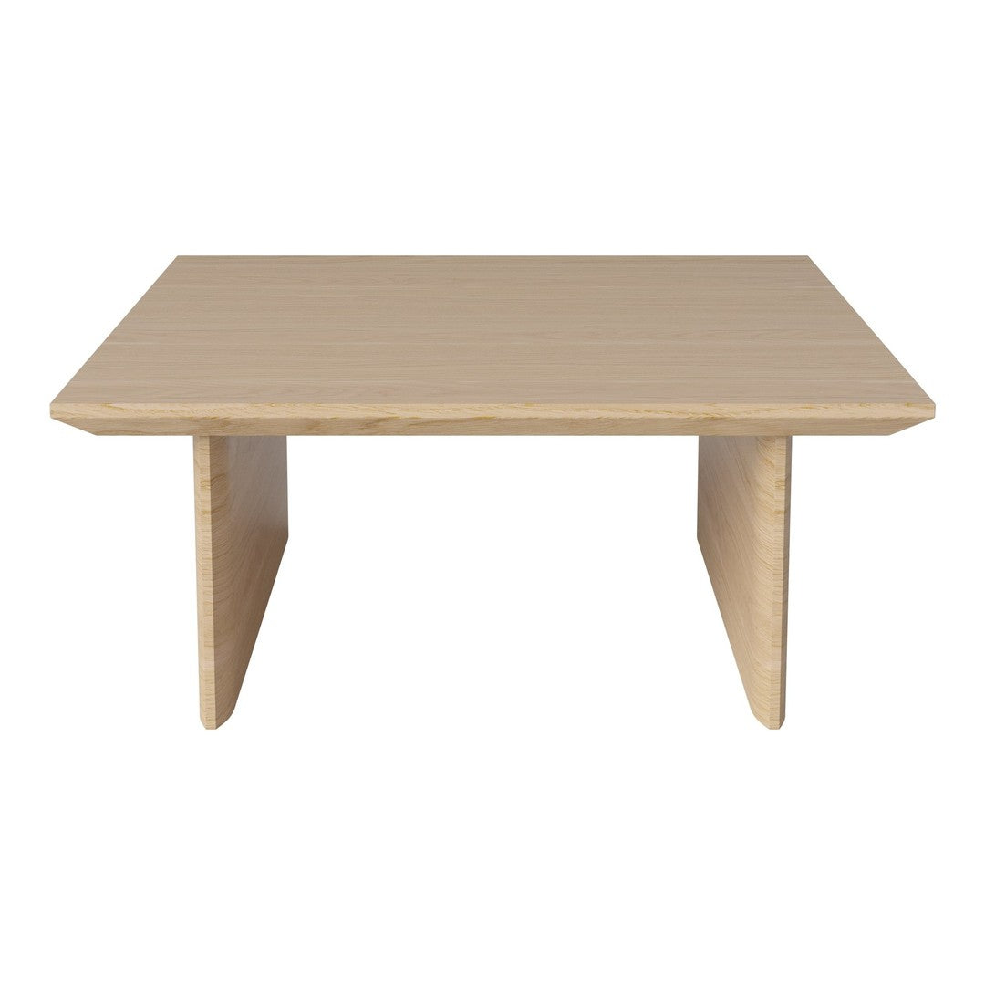 Light natural wood finish coffee table with a smooth surface and minimalist design. Perfect for modern decor.