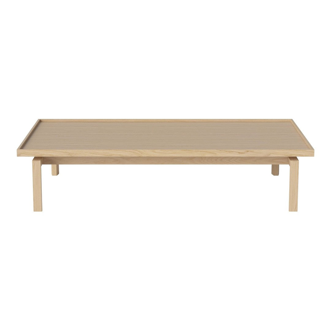 Light beige wooden coffee table with a smooth, minimalistic design and subtle grain patterns.
