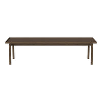 Brown rectangular dining table with a smooth finish and sleek, minimalistic design. Ideal for modern interiors.