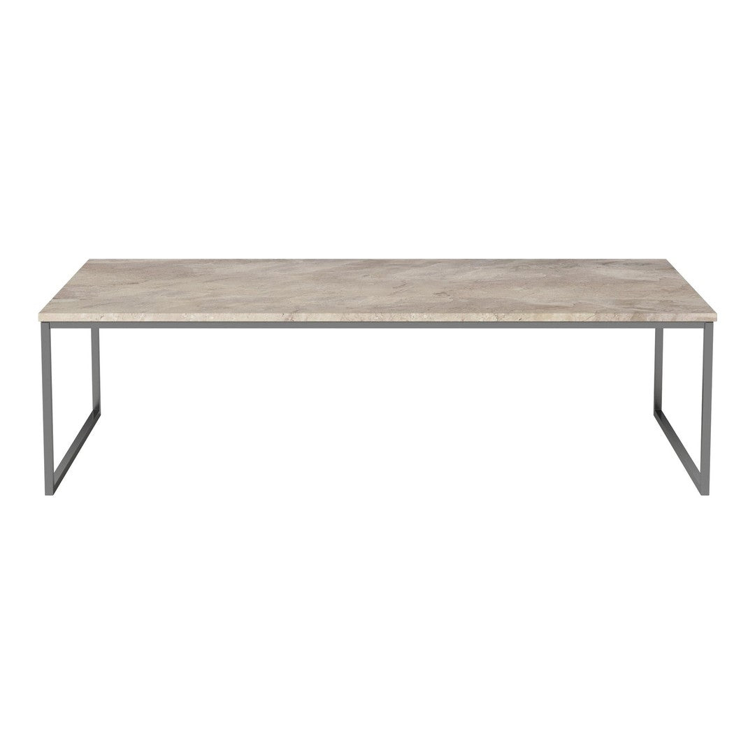 Gray-textured tabletop with a sleek metal frame, perfect for modern decor and minimalist aesthetics.