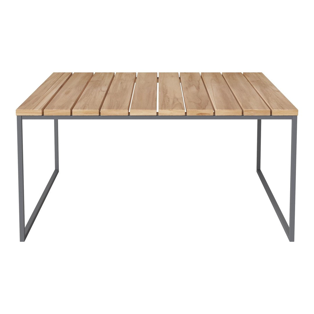 Natural wood finish with light brown slats and a sleek black metal frame, featuring a modern minimalist design.