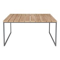 Natural wood finish with light brown slats and a sleek black metal frame, featuring a modern minimalist design.