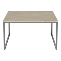 Light beige tabletop with subtle texture, paired with a sleek silver metal frame, offering a modern aesthetic.