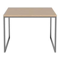 Light oak tabletop with a smooth finish, complemented by a minimalist gray metal frame. Modern and stylish design.