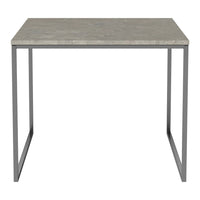 Gray textured tabletop with sleek metal legs, perfect for modern minimalist decor.