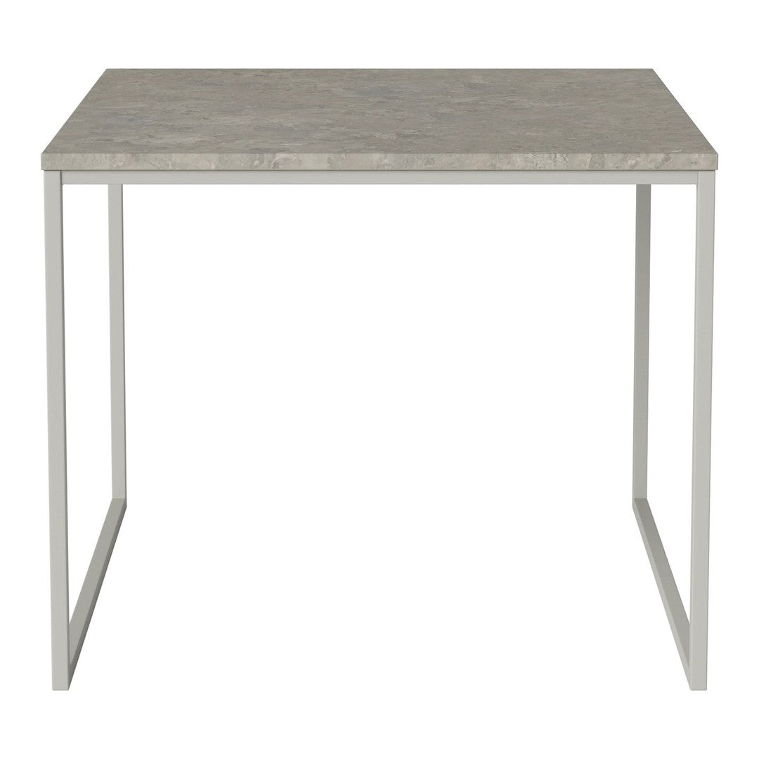 Gray textured tabletop with sleek silver metal legs, modern design suitable for various decor styles.