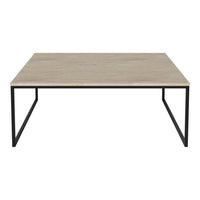 Light beige tabletop with a smooth finish, paired with a sleek black metal frame. Modern minimalist design.