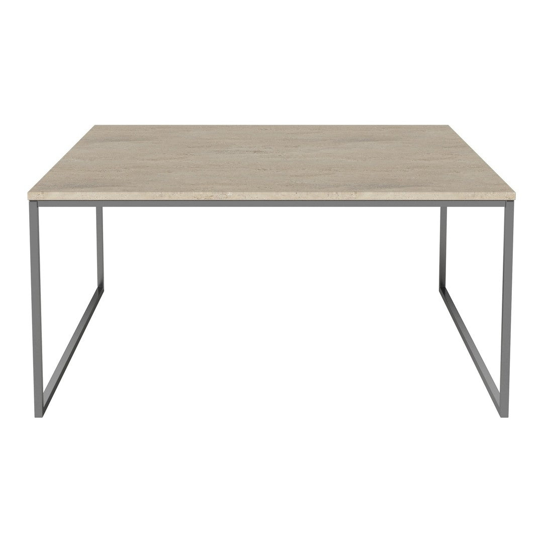 Light gray wood tabletop with a smooth finish, complemented by a sleek metal frame in a modern design.