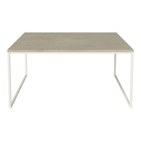 Light gray tabletop with a smooth finish, set on a minimalist white metal frame. Clean and modern design.