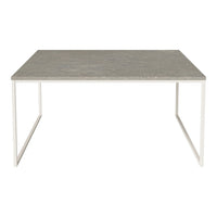 Gray tabletop with subtle texture on a white metal frame, minimalistic design for modern decor.