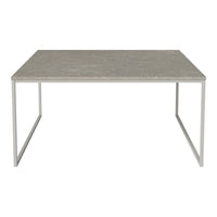 Gray concrete tabletop with subtle marble texture, set on a minimalist white metal frame. Perfect for modern decor.