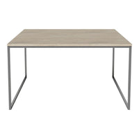 Light gray tabletop with a smooth finish, set on sleek metallic legs for a modern look.