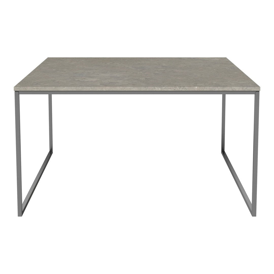 Gray concrete table with a sleek metal frame, offering a modern, minimalist design. Perfect for contemporary spaces.