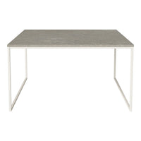 Light gray tabletop with a smooth finish on a white metal frame, showcasing a sleek, modern design.