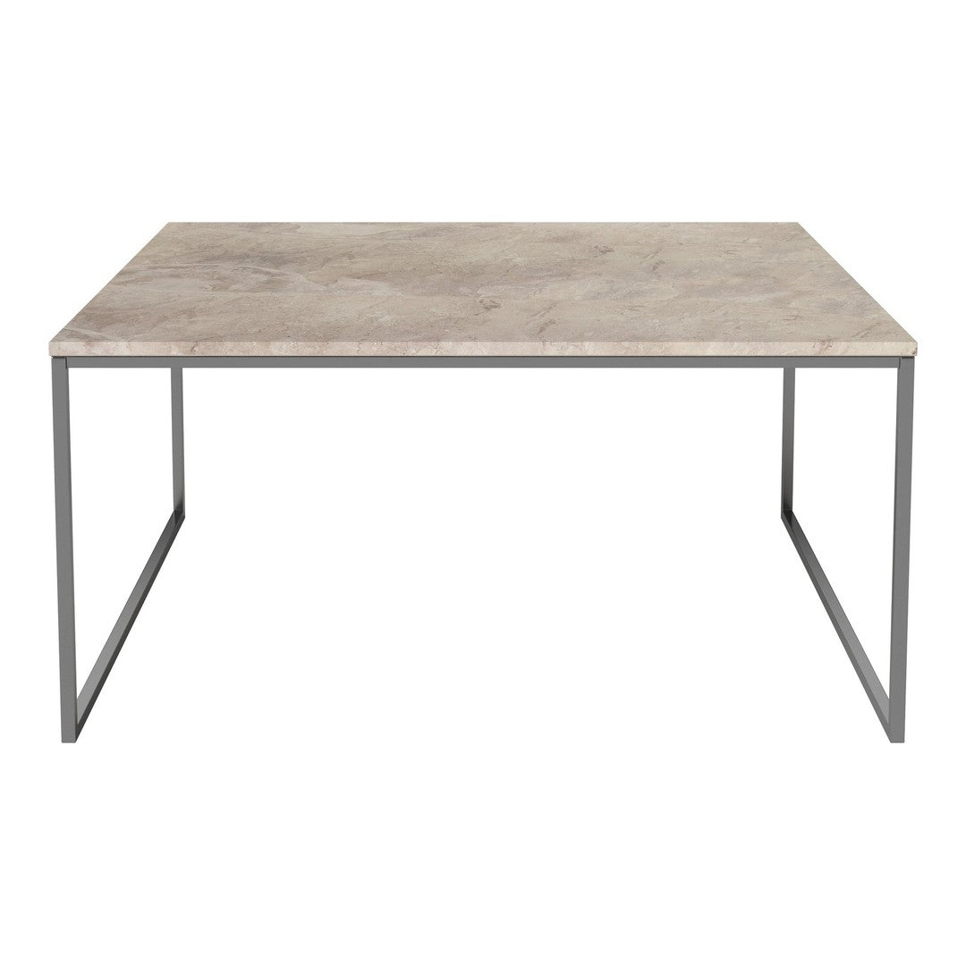 Gray textured tabletop with a sleek metal frame, ideal for modern decor. Simple and stylish design.