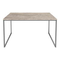 Neutral gray marble tabletop with a sleek metal frame, offering a modern and minimalist design.