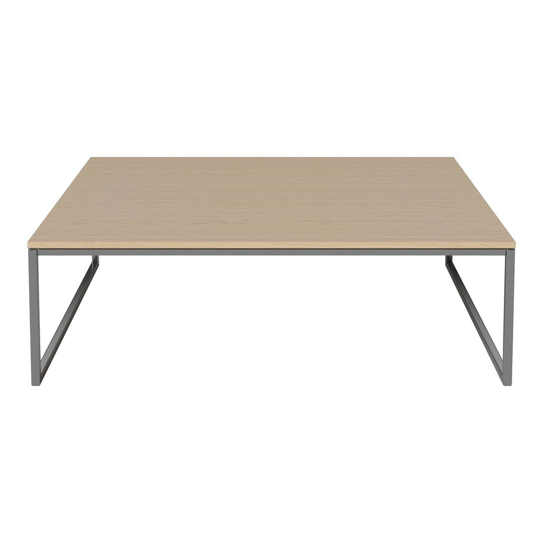 Beige top coffee table with sleek gray metal legs, offering a modern and minimalist design. Perfect for stylish decor.