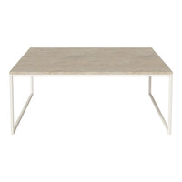 Light beige tabletop with subtle patterns and white metal legs, creating a modern, minimalist design.