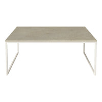 Light gray tabletop with a smooth finish and white metal legs, featuring a sleek, minimalist design.