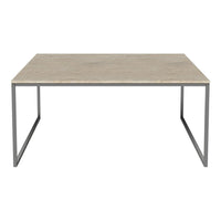Light wood tabletop with a subtle grain pattern, supported by sleek silver metal legs. Modern and minimalist design.