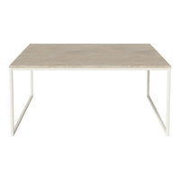 Light beige tabletop with subtle texture and sleek white metal legs, perfect for modern decor.