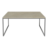Minimalist gray tabletop with a smooth finish, supported by sleek silver metal legs. Perfect for modern decor.