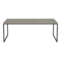 Gray textured tabletop with a minimalist black metal frame. Perfect for modern and contemporary settings.