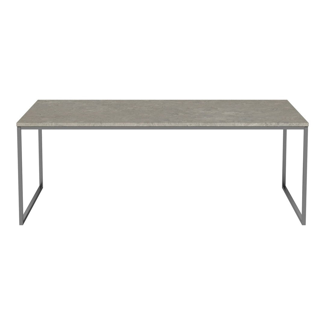 Gray textured tabletop with a sleek metal frame, perfect for modern decor.