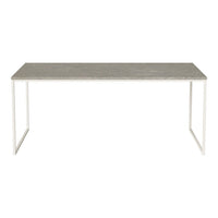 Gray textured tabletop with light gray metal legs, showcasing a minimalist design and modern aesthetic.