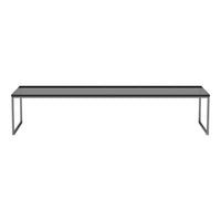 Sleek black rectangular tabletop with a minimalist metal frame, ideal for modern decor. Simple and stylish design.