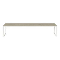 Gray tabletop with a smooth finish, featuring a minimalist design and white metal legs. Perfect for modern decor.