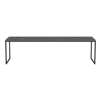 Sleek black metal frame with a minimalist gray tabletop, perfect for modern decor.