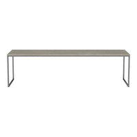 Modern gray tabletop with a sleek, minimalist black metal frame, perfect for contemporary decor.