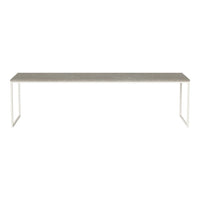 Stylish gray rectangular tabletop with a sleek white metal frame, perfect for modern decor.