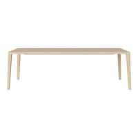 Light beige rectangular table with smooth, minimalistic design and clean lines, perfect for modern interiors.