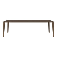 Modern rectangular table in rich brown finish, featuring a sleek, minimal design with smooth edges. Perfect for contemporary spaces.