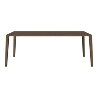 Brown rectangular dining table with clean lines and minimalistic design, perfect for modern interiors.